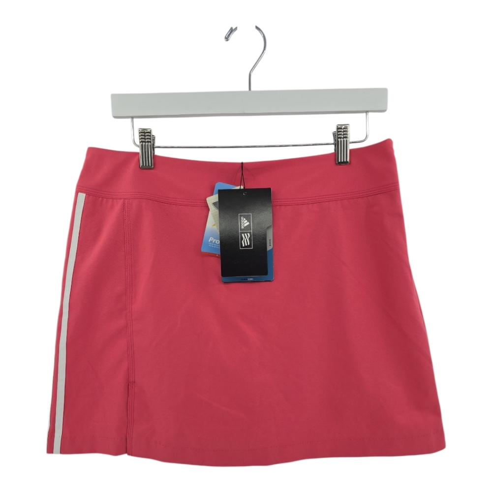 Adidas NWT 3 Stripe Skort Size 8 in Coral/Pink Pro Dry Plus ClimaCool Retail $65
